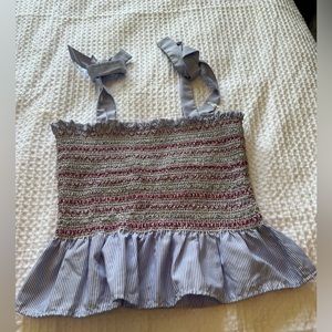 Blue and red striped tube top